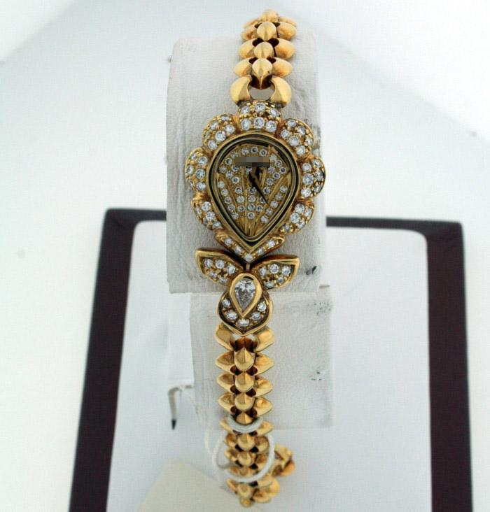 Wholesale Ladies 20mm x 22mm 18k Yellow Gold with Diamonds Watches