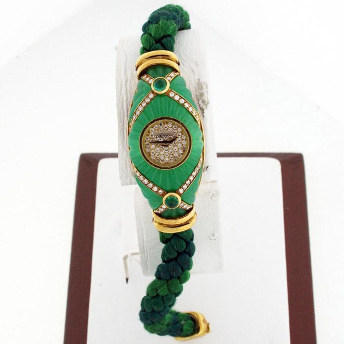 Wholesale Ladies 17mm x 42mm Chrysoprase with Diamonds and Emeralds Watches
