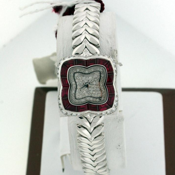 Wholesale Ladies 22mm 18k White Gold with Diamonds and Rubies Watches