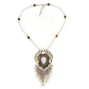 Wholesale Ethnic Pendant Statement Bead Fringe Handmade Necklace Custom Bijoux