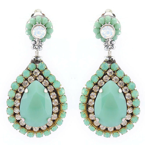 Wholesale Crystal Drop Handmade Earrings Mint Custom Bijoux