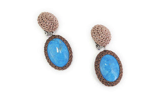 Custom Crochet Turquois Drop Handcrafted Earrings