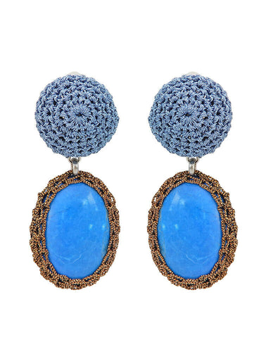 Wholesale Crochet Turquois Handmade Drop Earrings Custom Bijoux