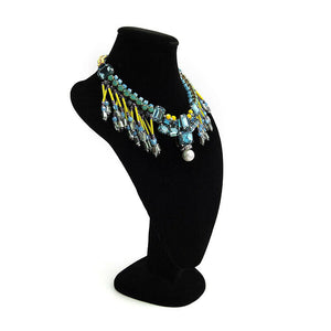 Custom Multi Bead Fringe Statement Bib Handmade Necklace