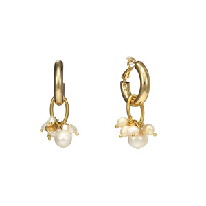 Wholesale Hoop Mismatched Pearl Earrings