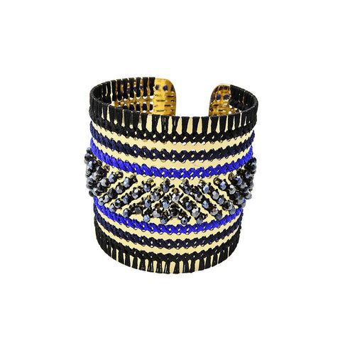 Wholesale Chunky Bead Embroidery Cuff Handcrafted Bracelet Jewelry Custom Bijoux