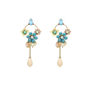 Wholesale Enamel Flower Handmade Drop Earrings With Crystal Custom Bijoux