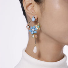 Load image into Gallery viewer, Custom Enamel Flower Handmade Drop Earrings With Crystal