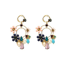 Load image into Gallery viewer, Wholesale Enamel Flower Statement Handmade Hoop Earrings Custom Bijoux