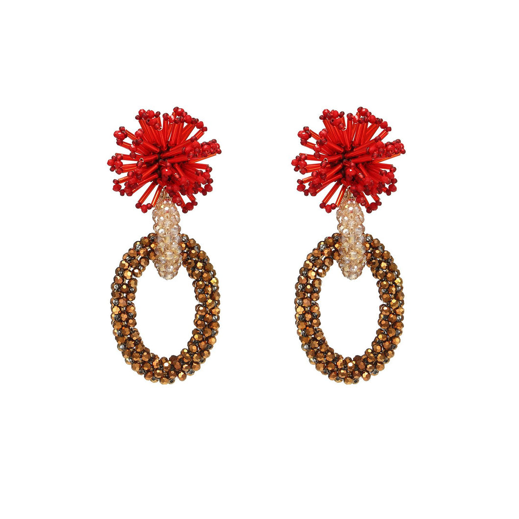 Wholesale Statement Handmade Hoop Earrings With Beads Weaving Custom Bijoux