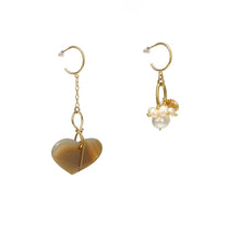 Load image into Gallery viewer, Wholesale Asymmetrical Heart Agate And Pearl Earrings