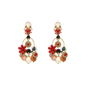 Wholesale Multi Shaped Colored Flowers Handmade Drop Earrings Custom Bijoux