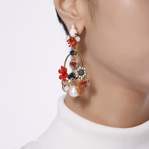 Custom Multi Shaped Colored Flowers Handmade Drop Earrings