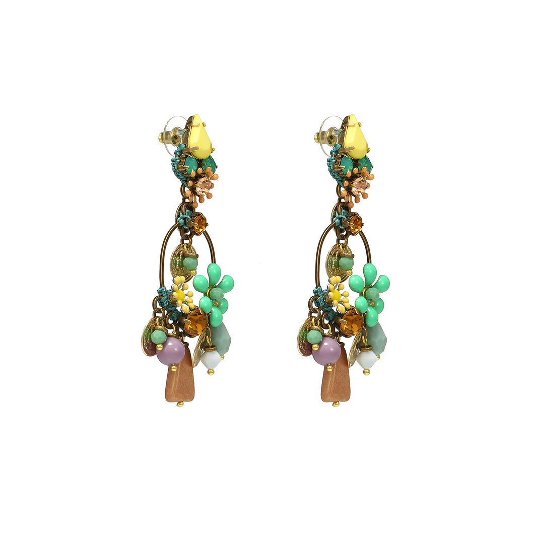 Wholesale Colored Flowers Handmade Drop Earrings Custom Bijoux