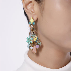 Custom Colored Flowers Handmade Drop Earrings