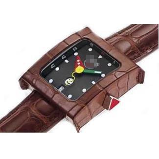 Wholesale Luxurious Elegant Ladies Stainless Steel with Alligator Skin Automatic Watches Pave GMT Cuir Brwon