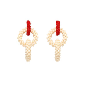 Wholesale Triple Beaded Hoop Handmade Earrings Custom Bijoux