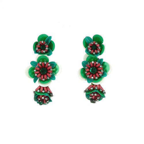 Wholesale Triple Flower Resort Statement Handmade Drop Earrings Custom Bijoux