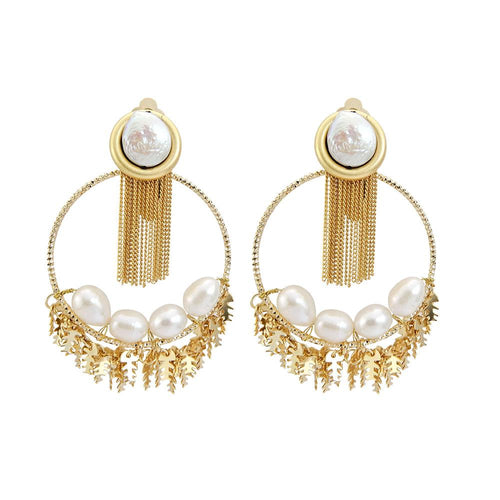 Wholesale Baroque Pearl Handmade Hoop Earrings Roaring 20s Jewelry Custom Bijoux