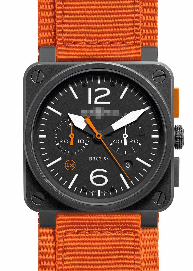 Wholesale Black Watch Face BR03-94-Carbon-Orange