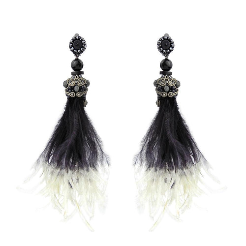 Wholesale Unique Handmade Ostrich Feather Earrings Gothic Jewellery Custom Bijoux
