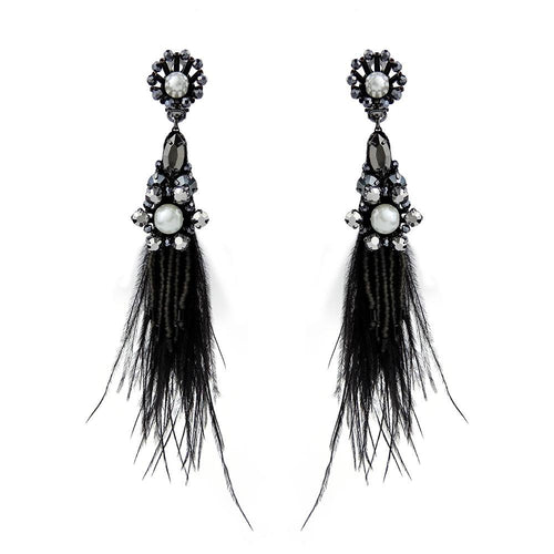 Wholesale Luxury Ostrich Feather Handmade Earrings Gothic Jewellery Custom Bijoux