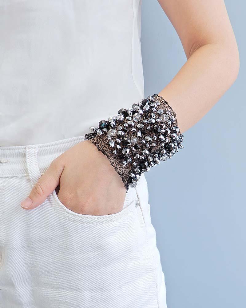 Custom Luxury Wire Knitting Jeweled Punk Handmade Bracelet