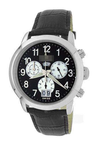 Wholesale Leather Watch Straps 1857LEA_BLK_BLK