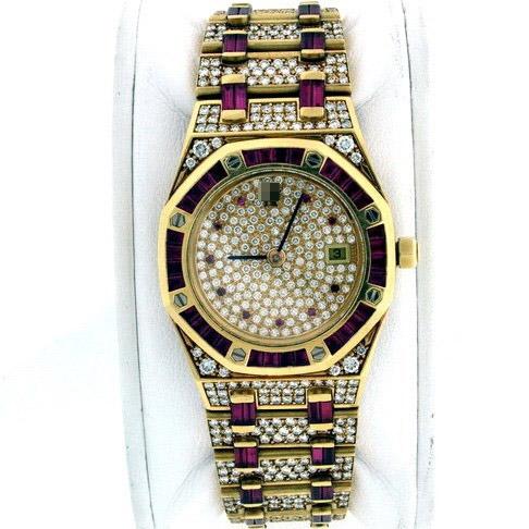 Custom Ladies 18k Yellow Gold with Diamonds Watches 