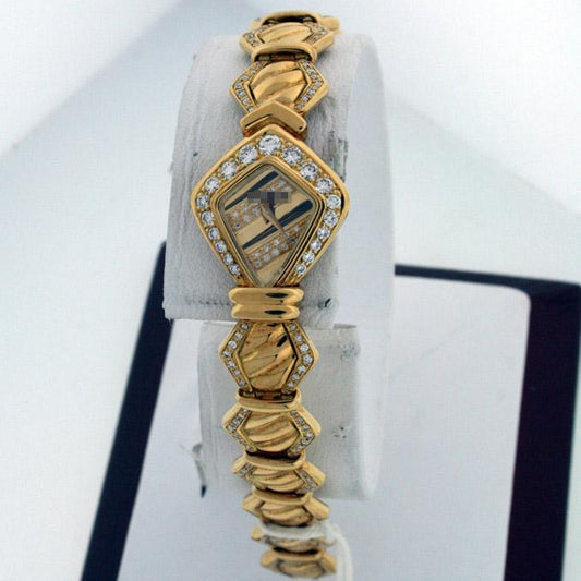 Wholesale Ladies 19mm x 24mm 18k Yellow Gold with Diamonds Watches 