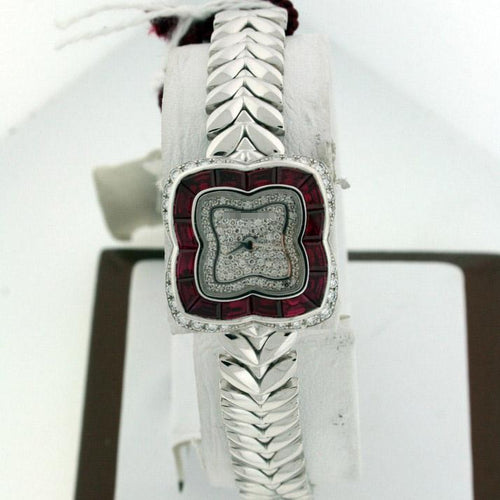 Wholesale Ladies 22mm 18k White Gold with Diamonds and Rubies Watches 