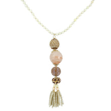 Load image into Gallery viewer, Custom Long Pendant Handmade Necklace With Beaded Tassels