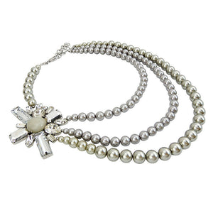Custom Three Strands Imitation Pearl Handmade Necklace Jewellery