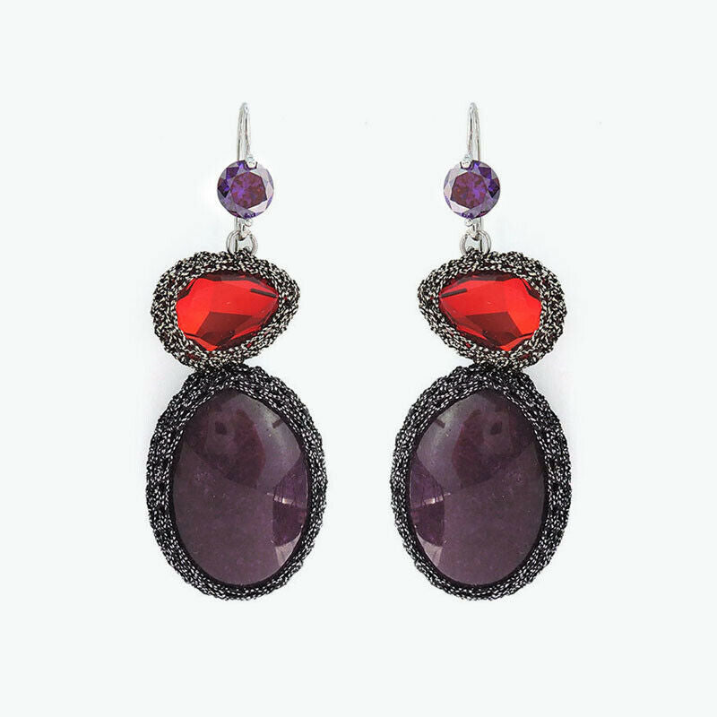Wholesale Crochet Mint Opal Crystal Drop Handmade Earrings Custom Bijoux