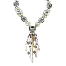 Load image into Gallery viewer, Custom Unique Pearl Crystal Silver Tone Statement Handmade Necklace Jewellery