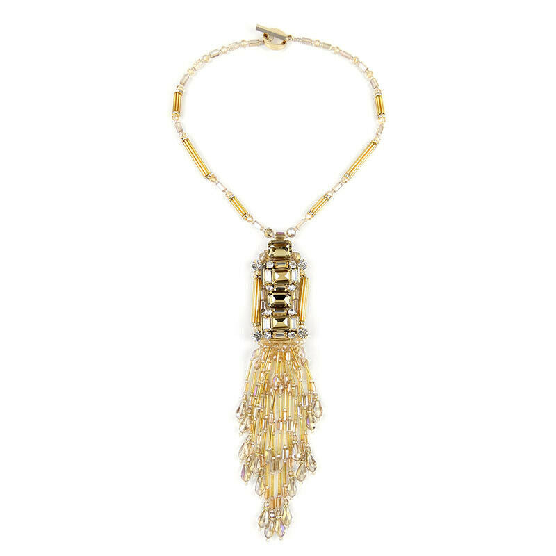 Wholesale Crystal Pearl Gold Tone Handcrafted Statement Necklace Custom Bijoux