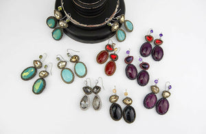 Custom Crochet Mint Opal Crystal Drop Handmade Earrings