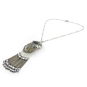 Custom Sparkling Fringed Pendant Statement Handmade Necklace
