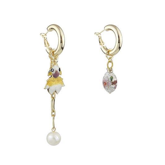 Wholesale Asymmetrical Cloisonne Fish Handmade Drop Earrings Custom Bijoux