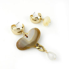 Load image into Gallery viewer, Agate Citrine Mismatched Heart Earrings