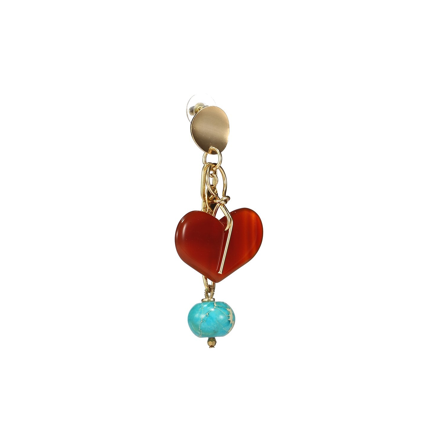 Wholesale Agate Turquoise Mismatched Heart Earrings
