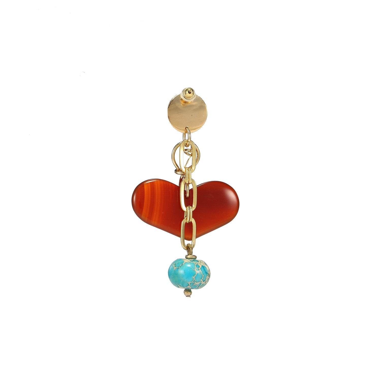 Wholesale Agate Turquoise Mismatched Heart Earrings