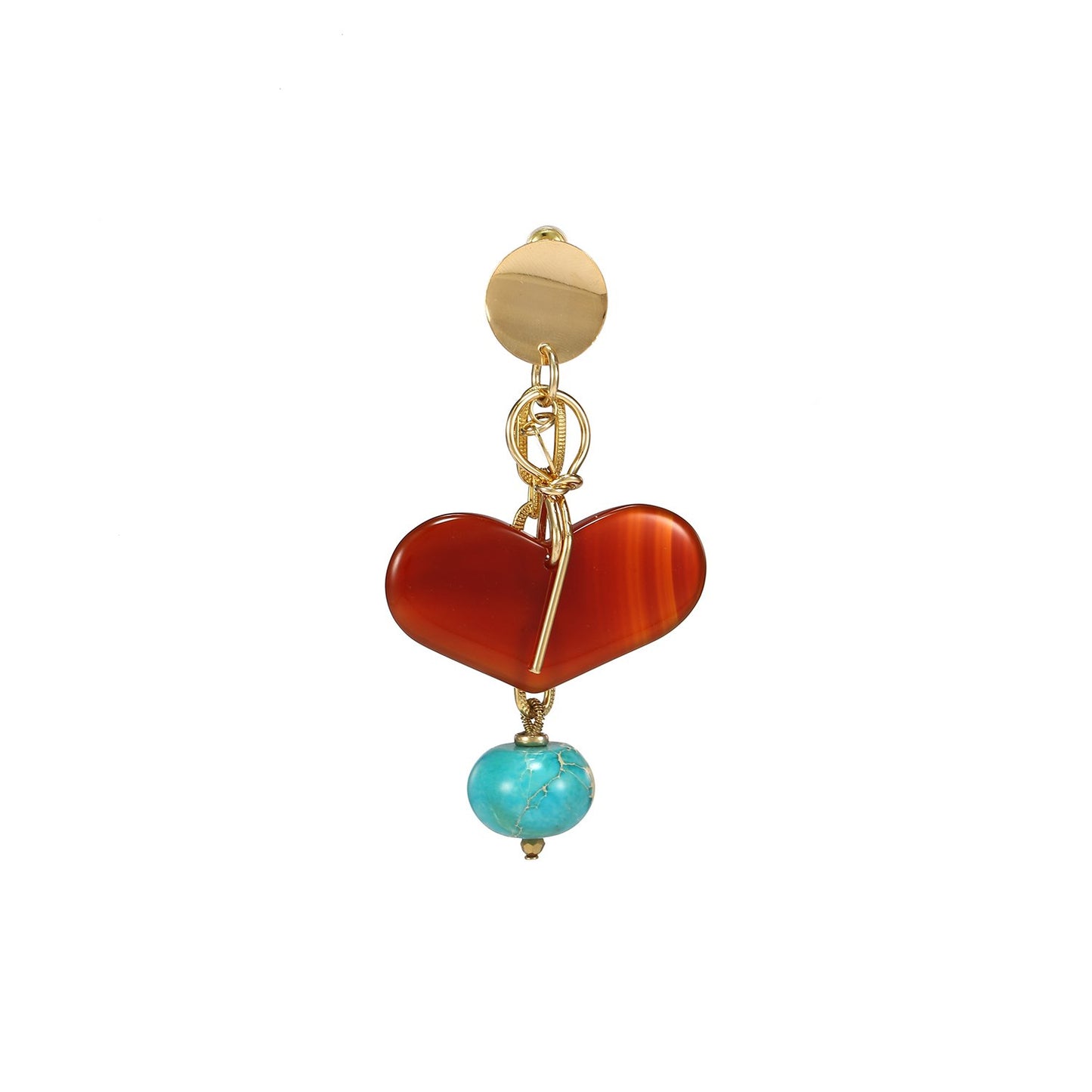 Wholesale Agate Turquoise Mismatched Heart Earrings
