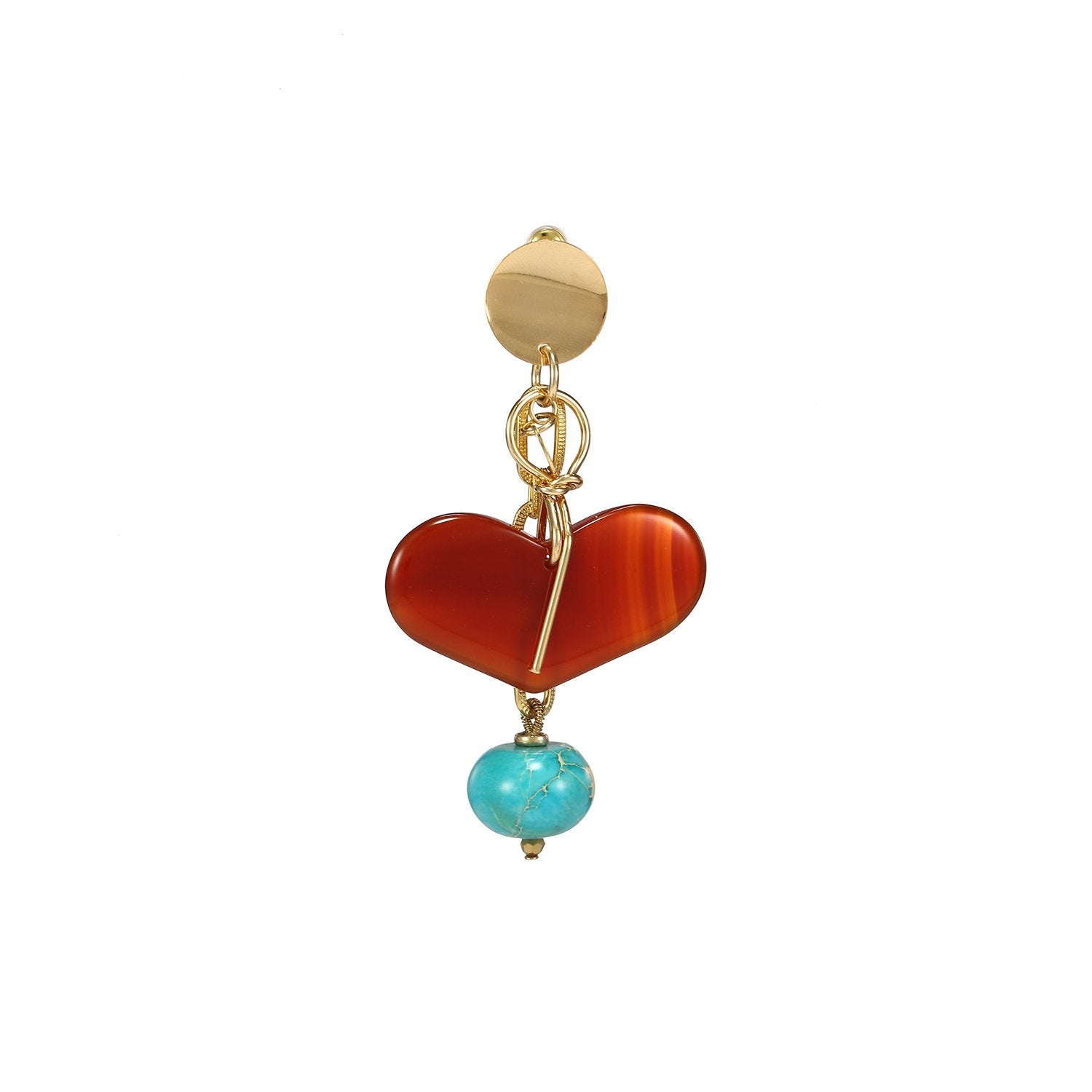 Wholesale Agate Turquoise Mismatched Heart Earrings