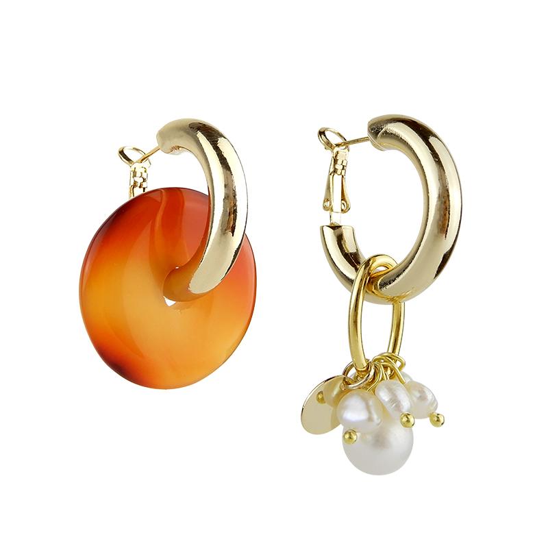 Wholesale Hoop Mismatched Pearl Earrings