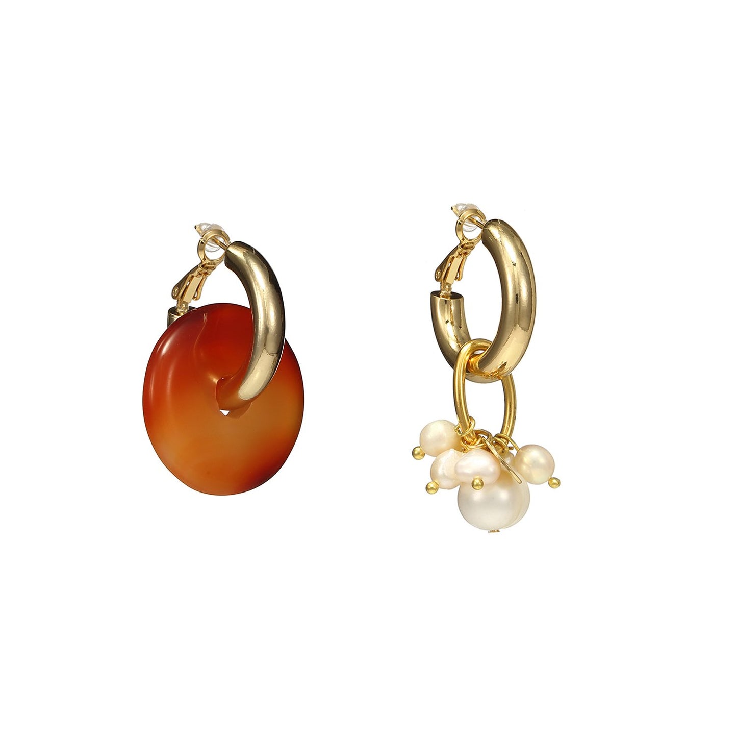 Custom Hoop Mismatched Pearl Earrings