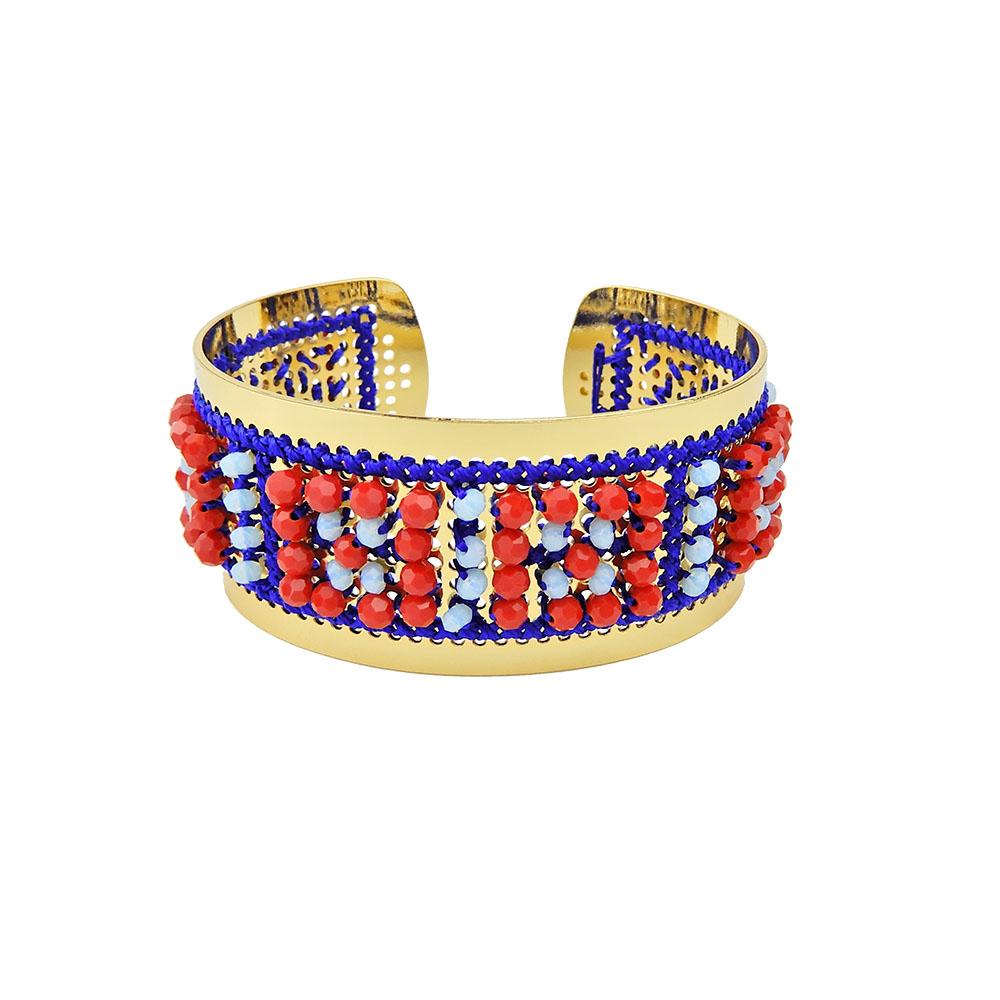Wholesale Bead Embroidered Bangle Handcrafted Bracelet Jewelry Custom Bijoux