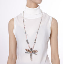 Load image into Gallery viewer, Custom Luxurious Beaded Embroidered Dragonfly Pendent Handmade Necklace