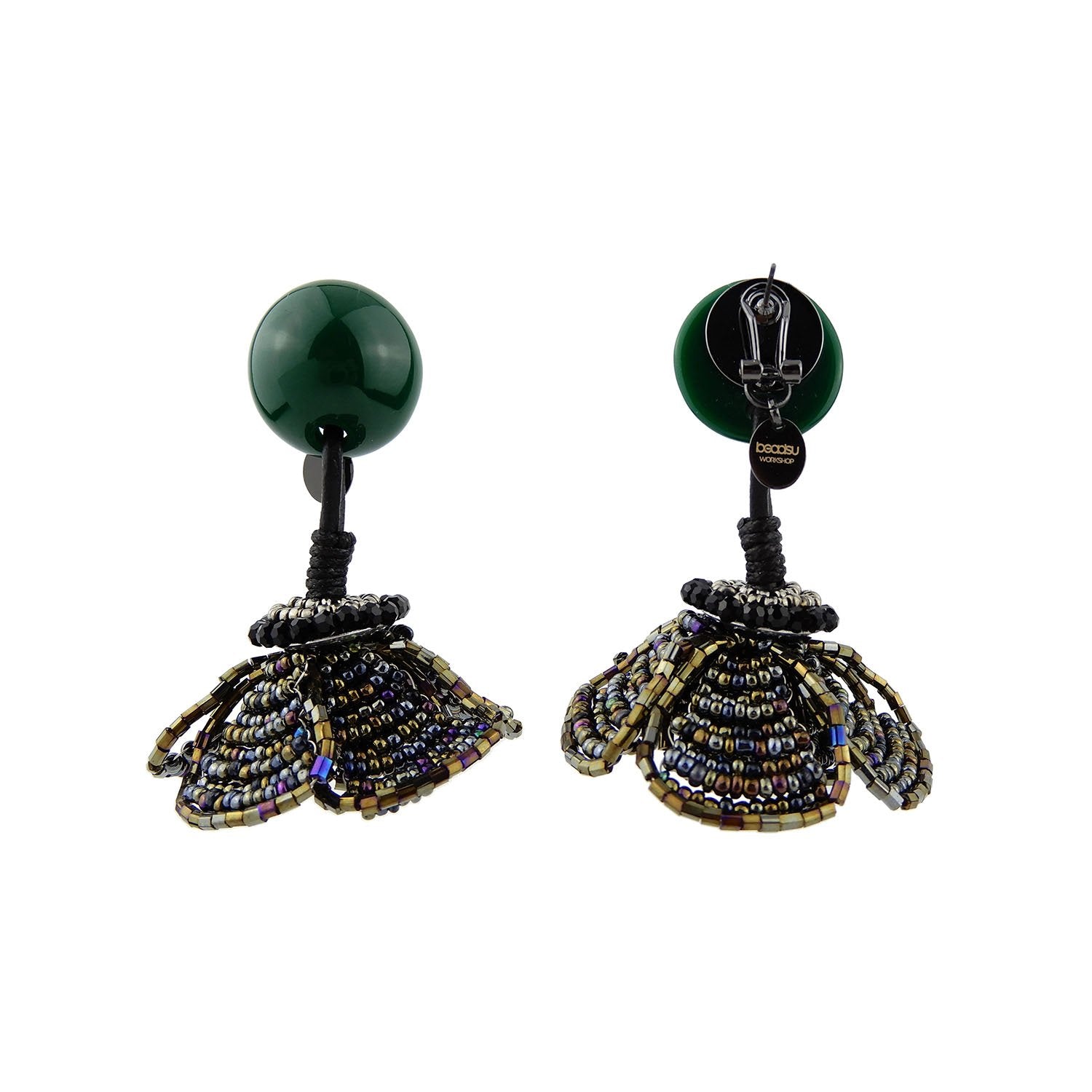 Custom Beaded Flower Handmade Drop Earrings