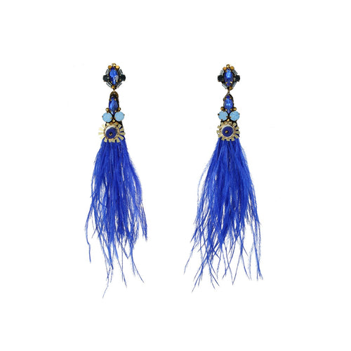 Wholesale Natural Genuine Ostrich Feather Drop Earrings